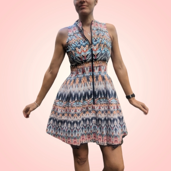 CUE sz8 fully line A-line dress in Aztec Moroccan style print - Picture 6 of 8